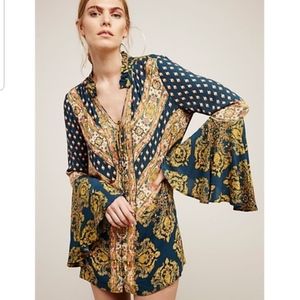 Free People Multi Colored boho bell sleeeve Tunic